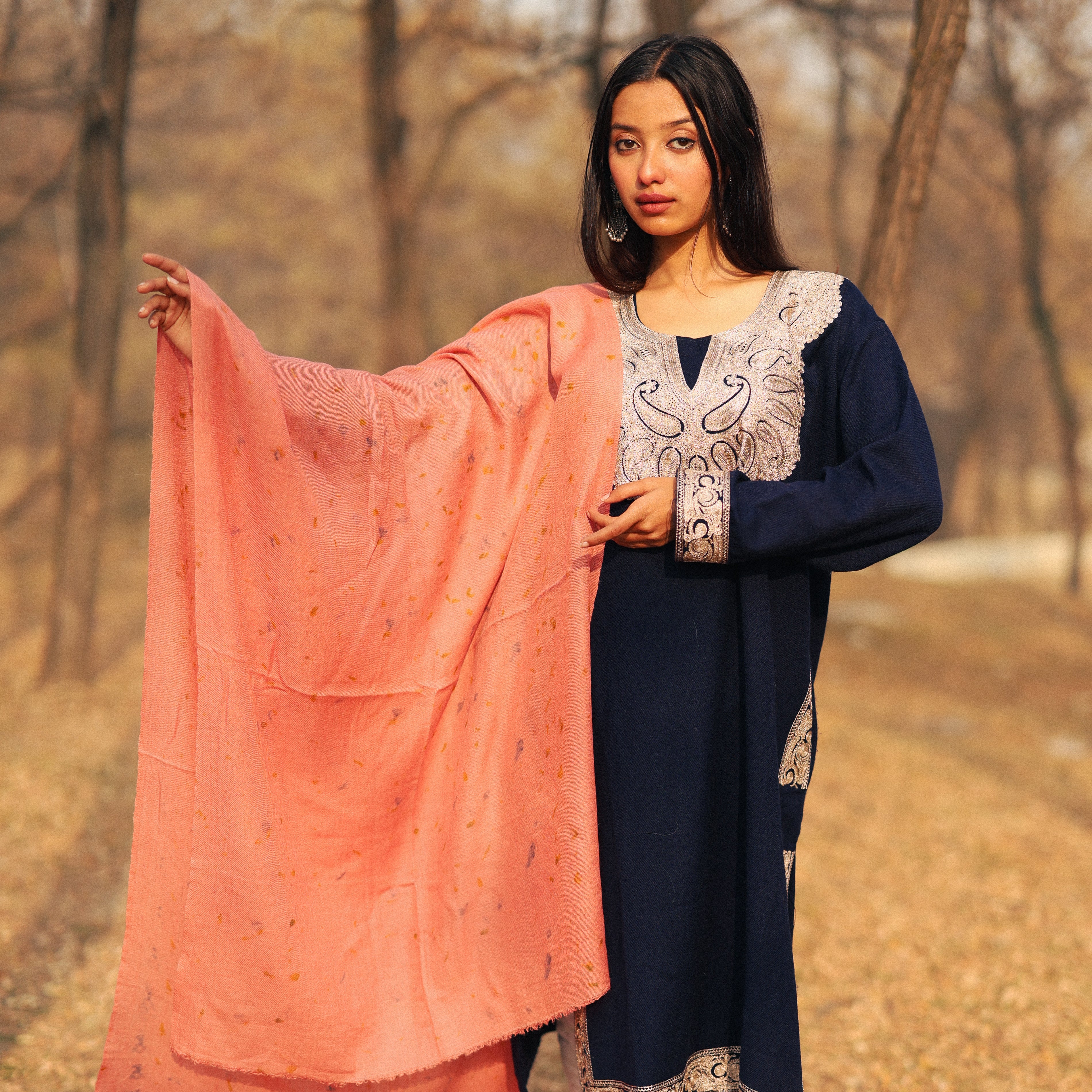 Coral Organic Flower Dyed Pashmina Wrap