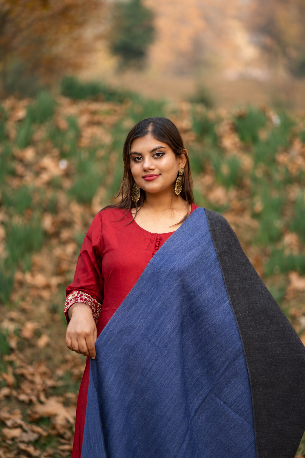Blue & Navy Reversible Pashmina Shawl