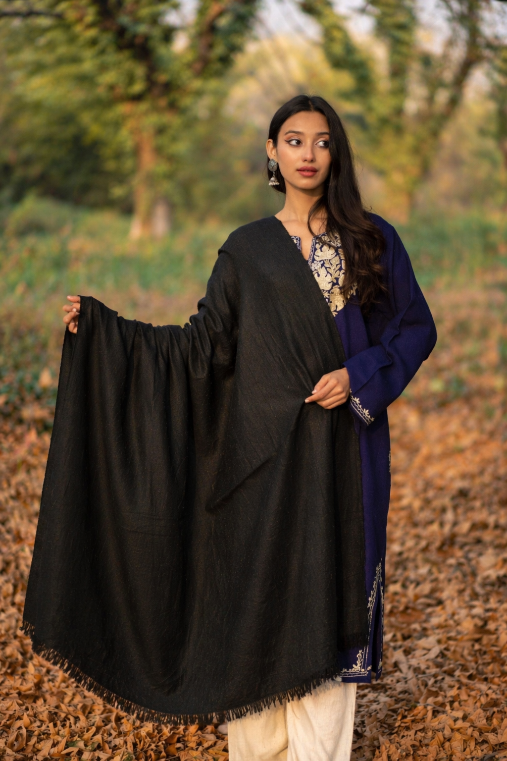 Black Handspun Pashmina Shawl