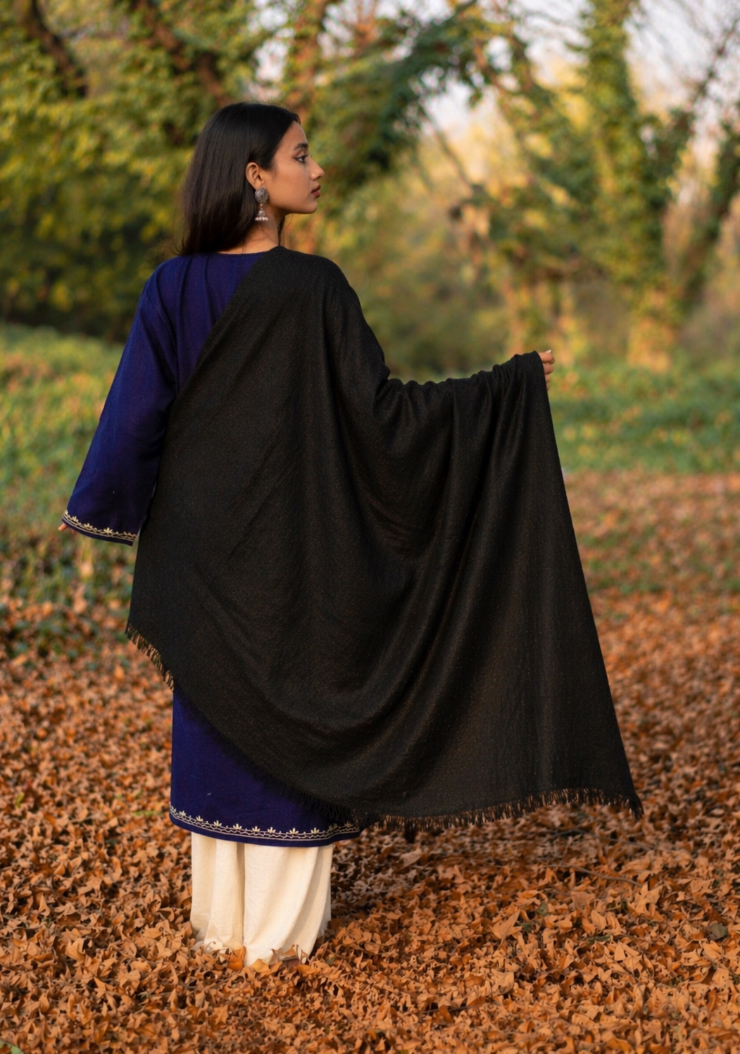 Black Handspun Pashmina Shawl