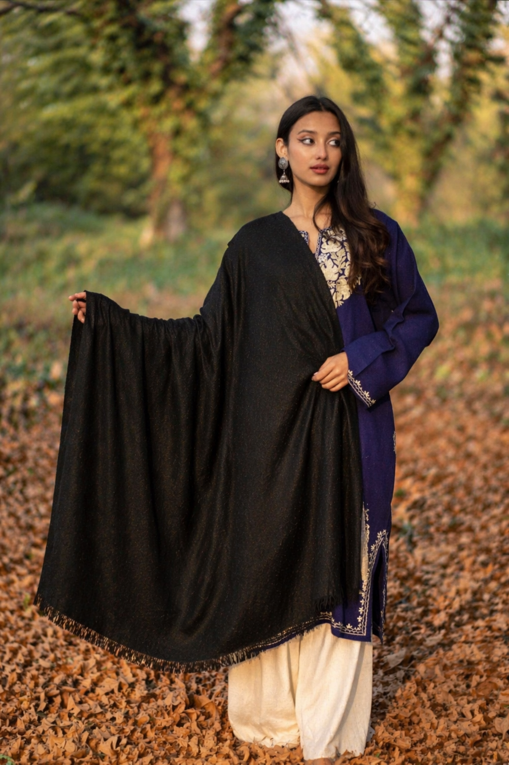 Black Handspun Pashmina Shawl