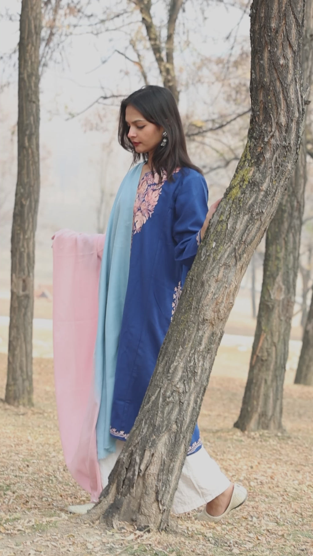 Pink and Blue Ombre Pashmina Shawl