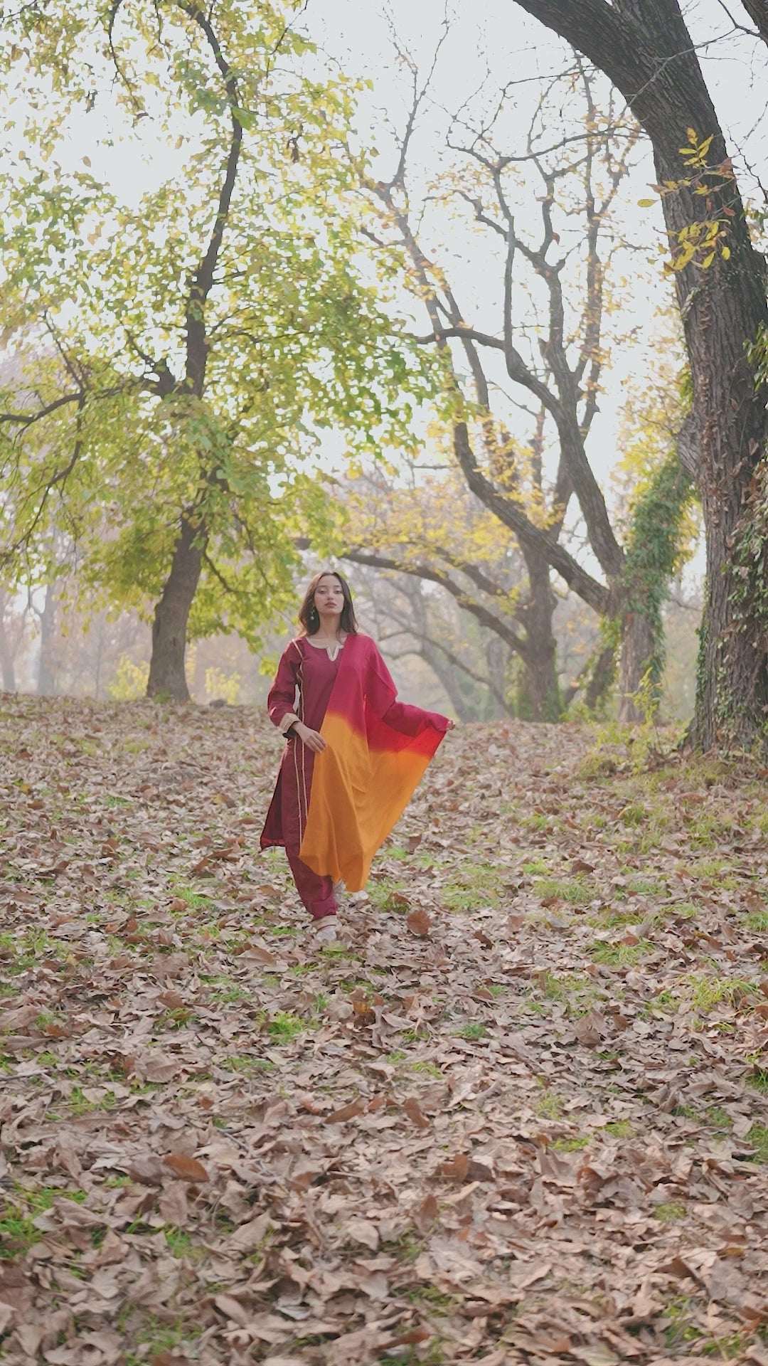 Black Red and Orange Ombre Pashmina Wrap