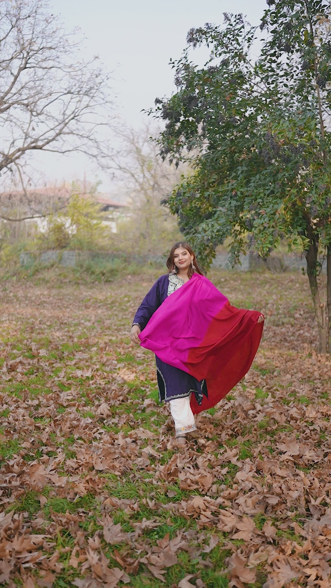 Red and Magenta  Ombre Pashmina Shawl