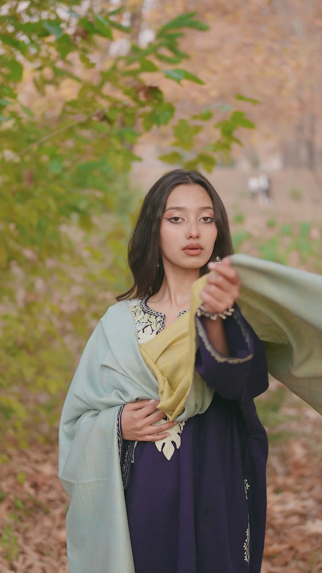 Blue & Yellow Reversible Pashmina Wrap