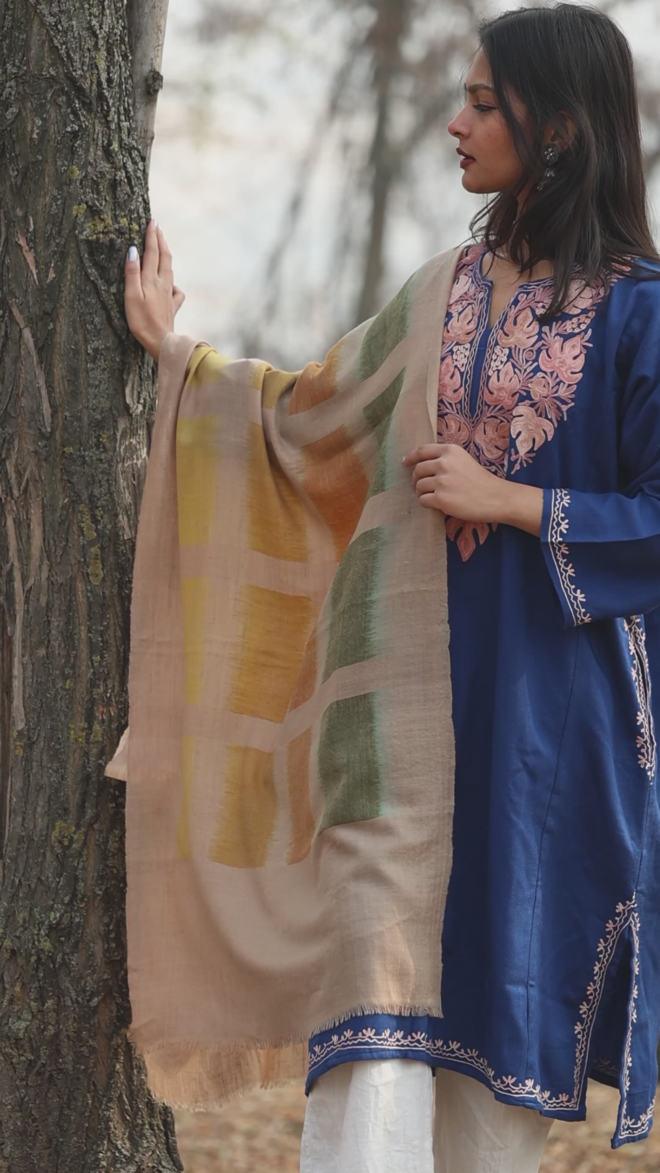 Multicoloured Ikkat Pashmina Wrap