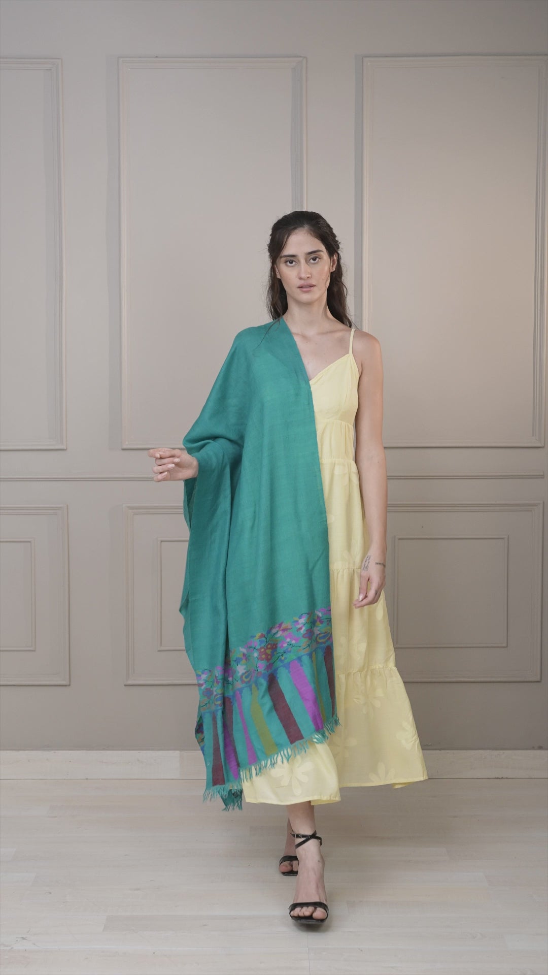 Teal Kani Palla Pashmina Wrap