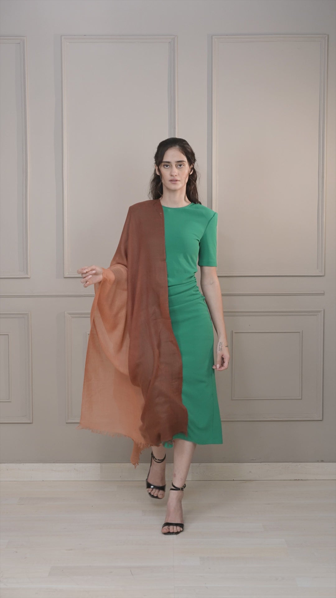 Peach and Chocolate Ombre Pashmina Wrap