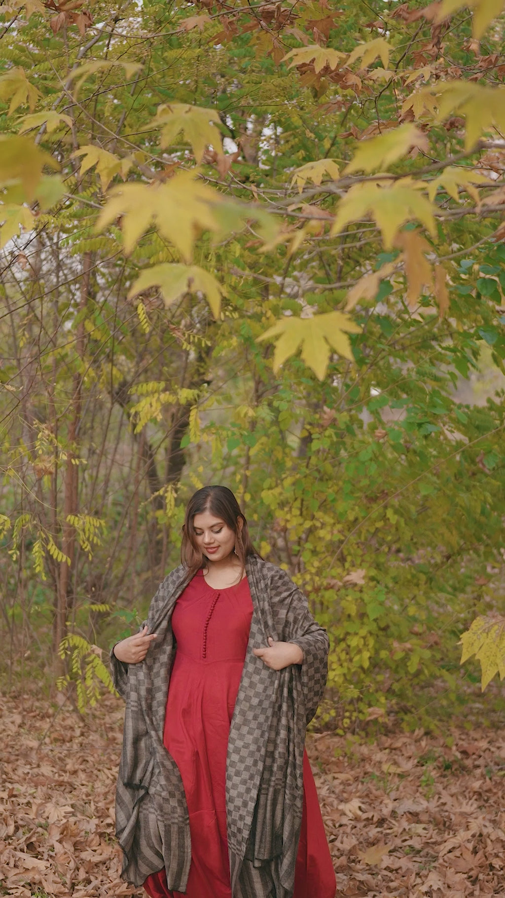 Grey Checkered Large Pashmina Shawl