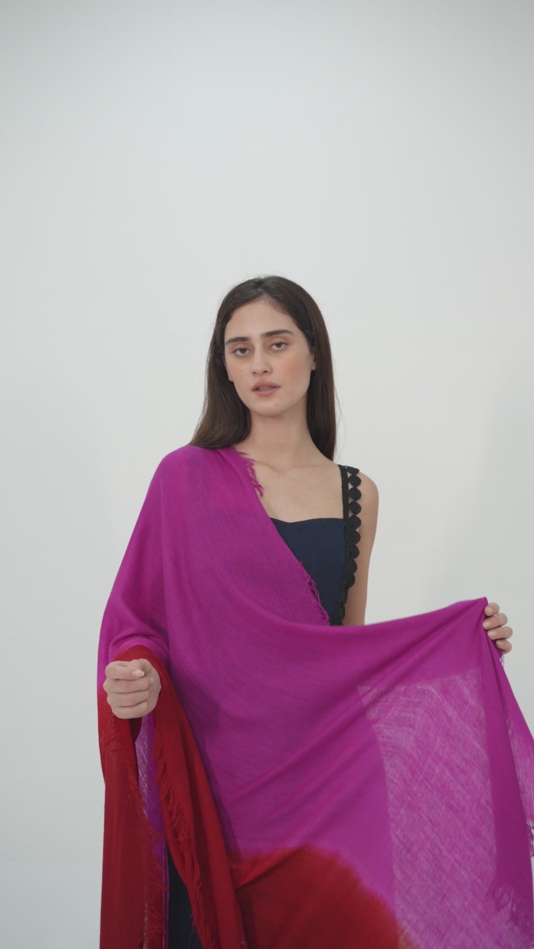 Pink and Red Ombre Handspun Pashmina Shawl