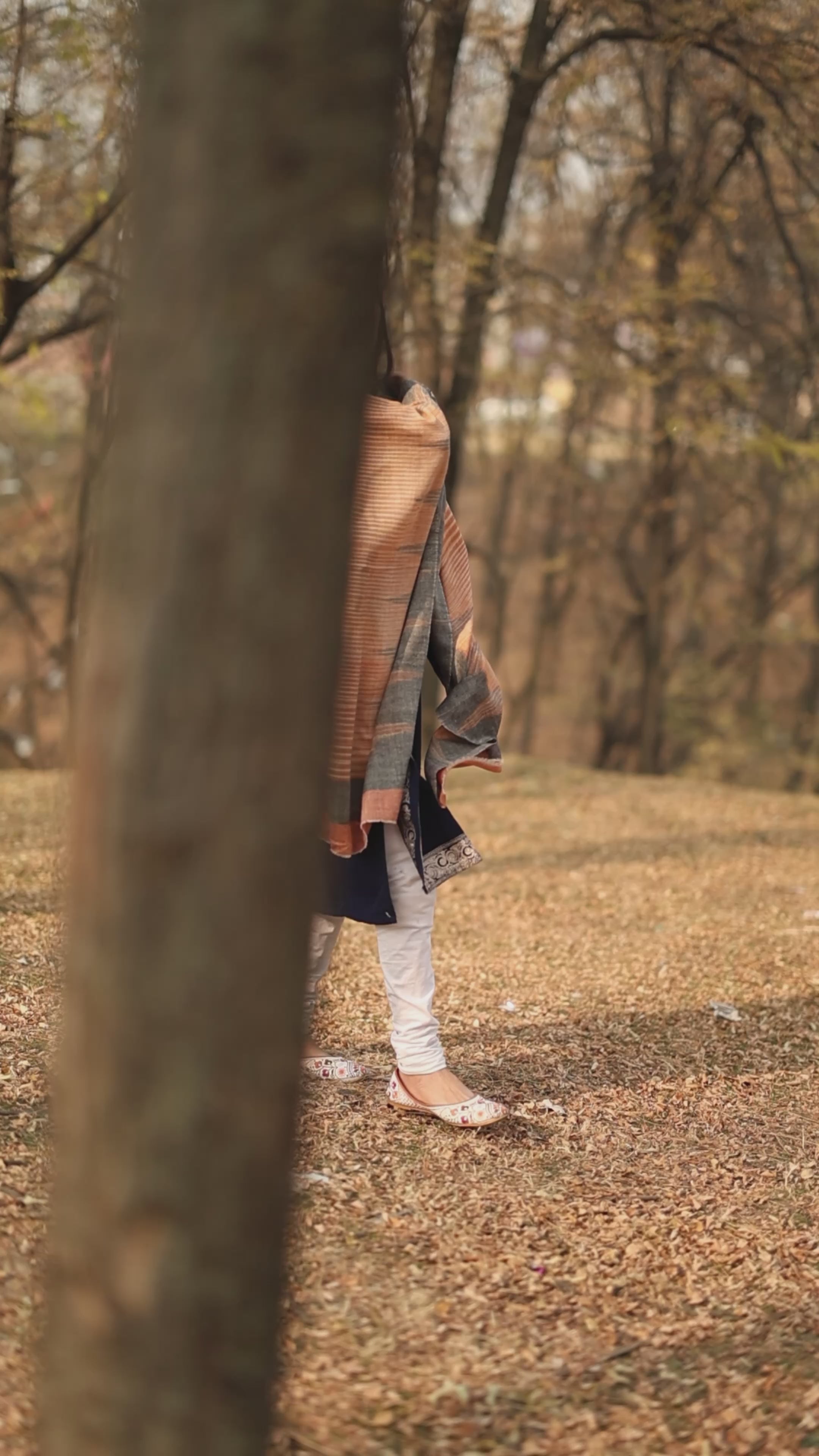 Orange and Black Ikkat Pashmina Wrap