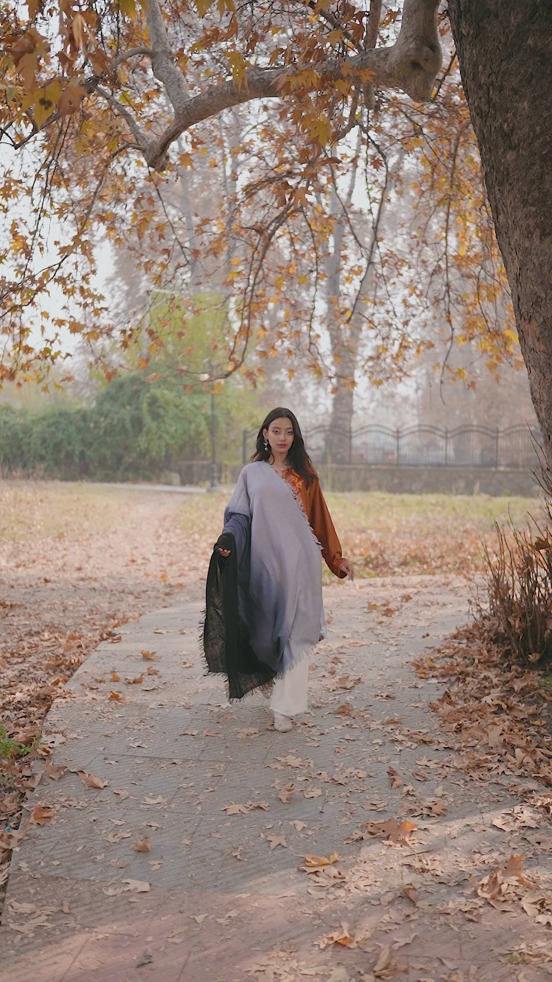 Grey and Black Ombre Handspun Pashmina Shawl