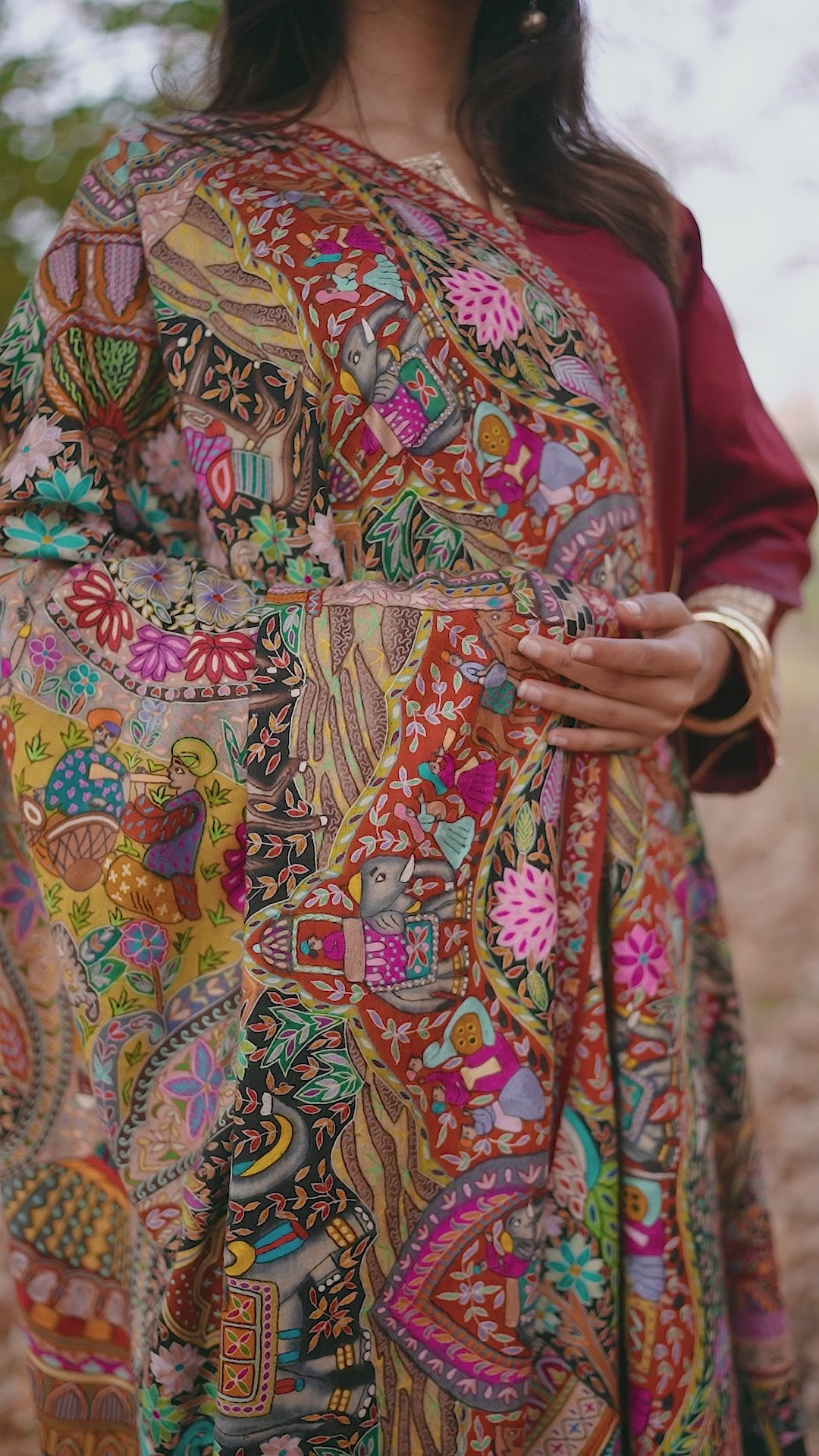 The Royal Meadows Kalamkari Pashmina Shawl