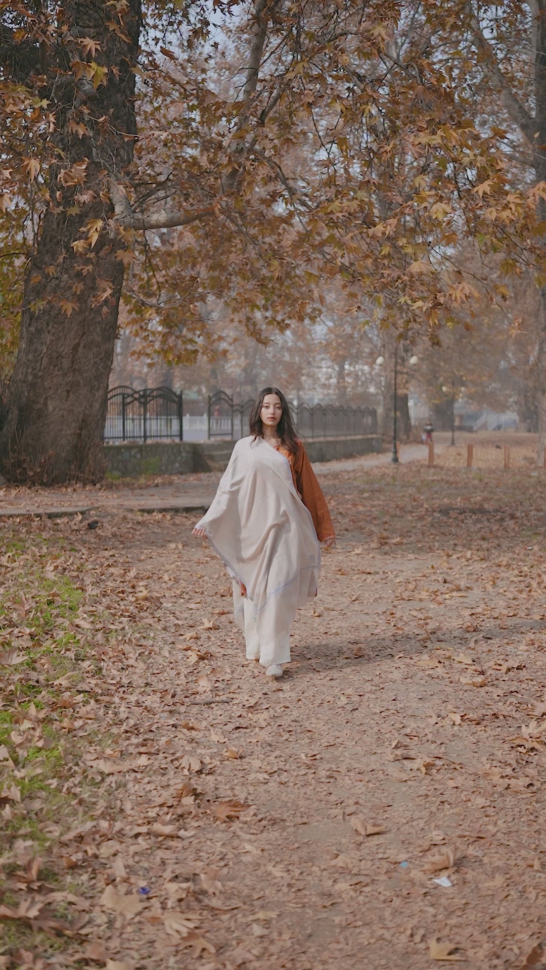 Grey Sozni Embroidered Pashmina Wrap