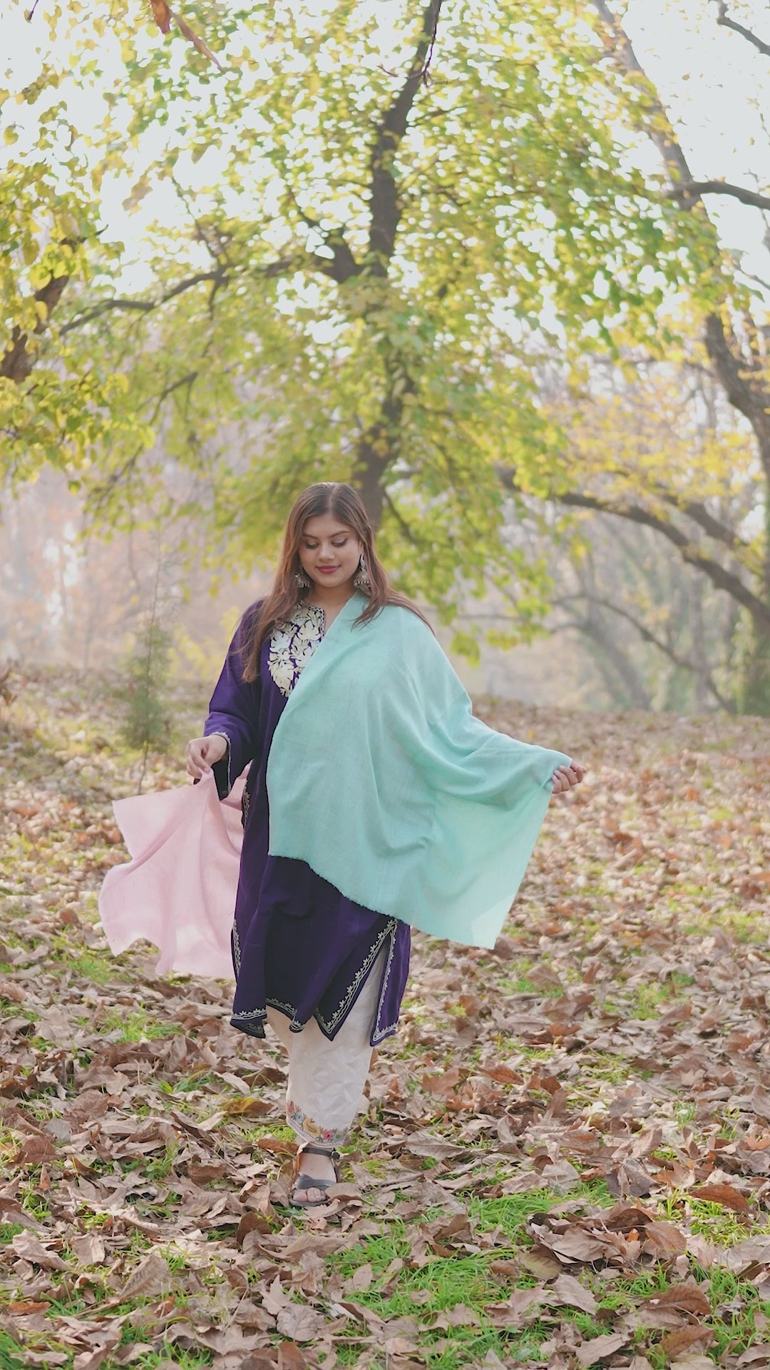 Green and Pink Ombre Pashmina Wrap