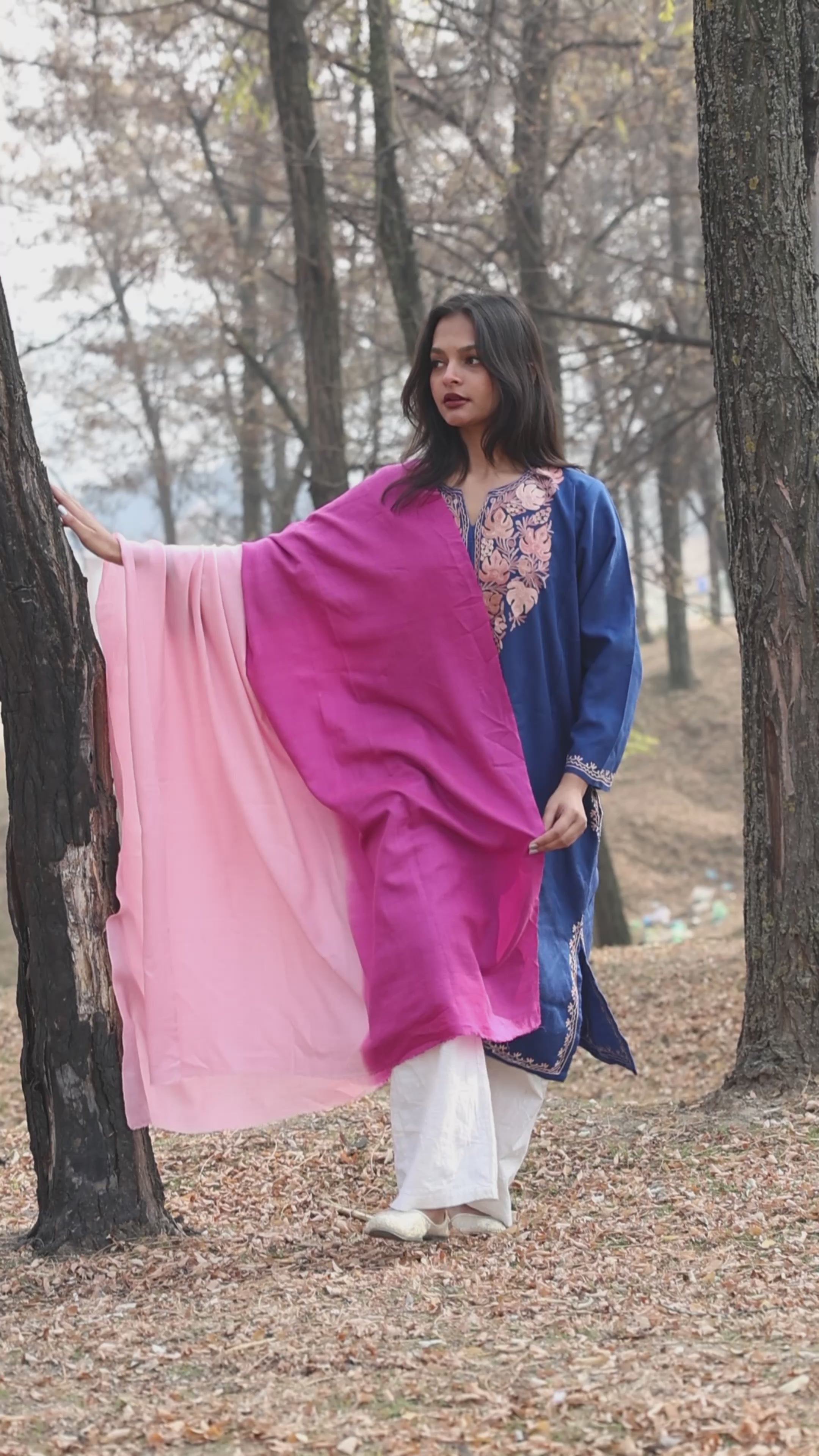 Pink Ombre Pashmina Shawl