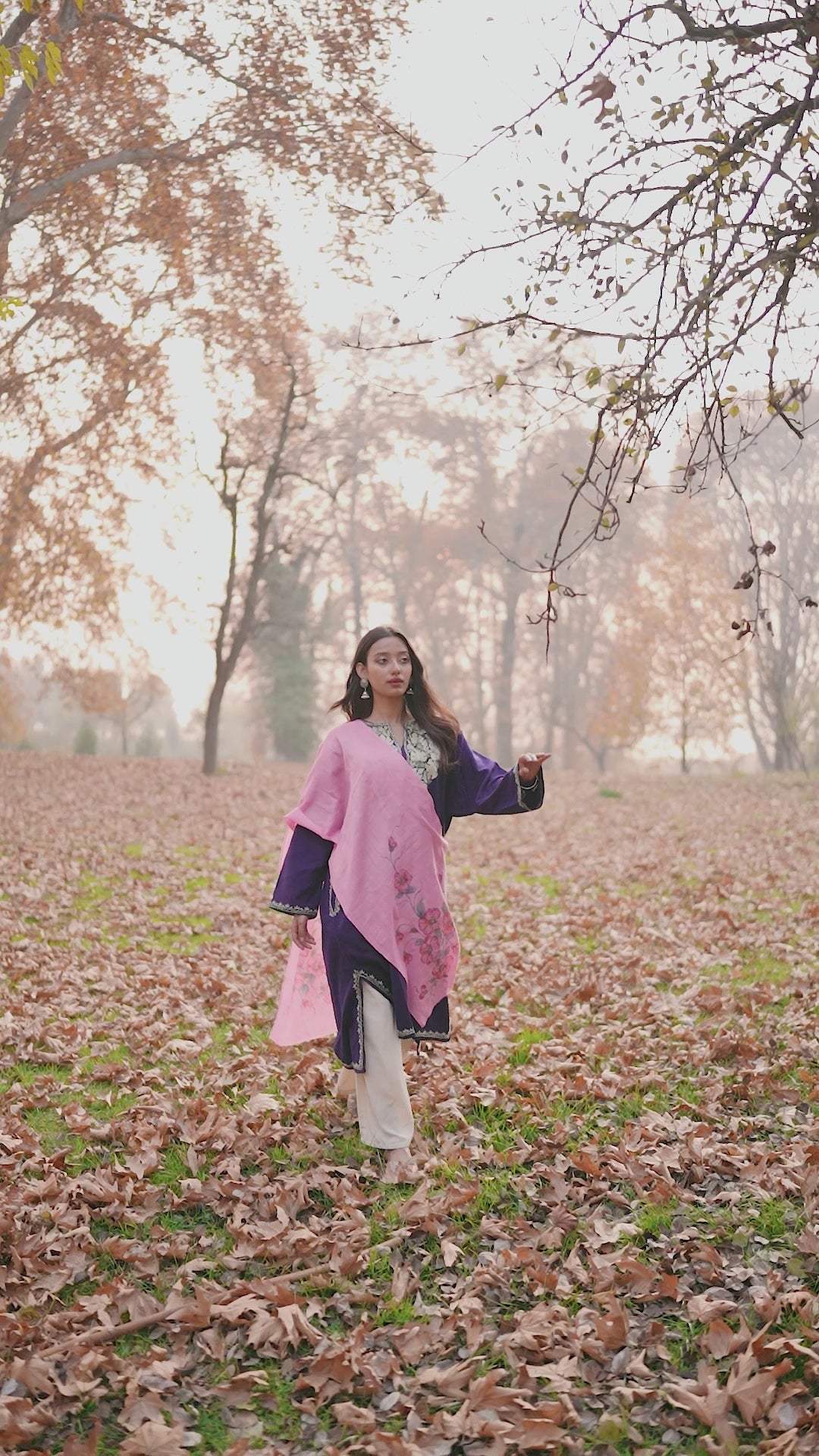 Pink Hand Painted Pashmina Muffler