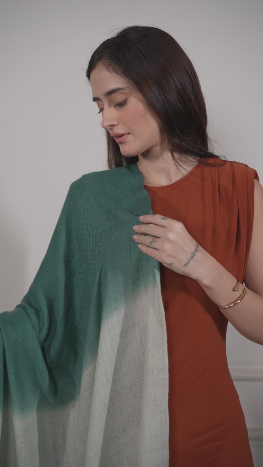 Green Ombre Handspun Pashmina Wrap