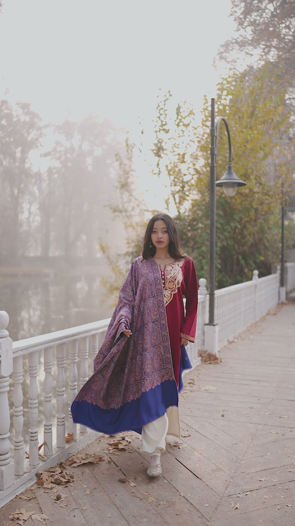 Blue Sozni Hand Embroidered Jamawar Pashmina Shawl