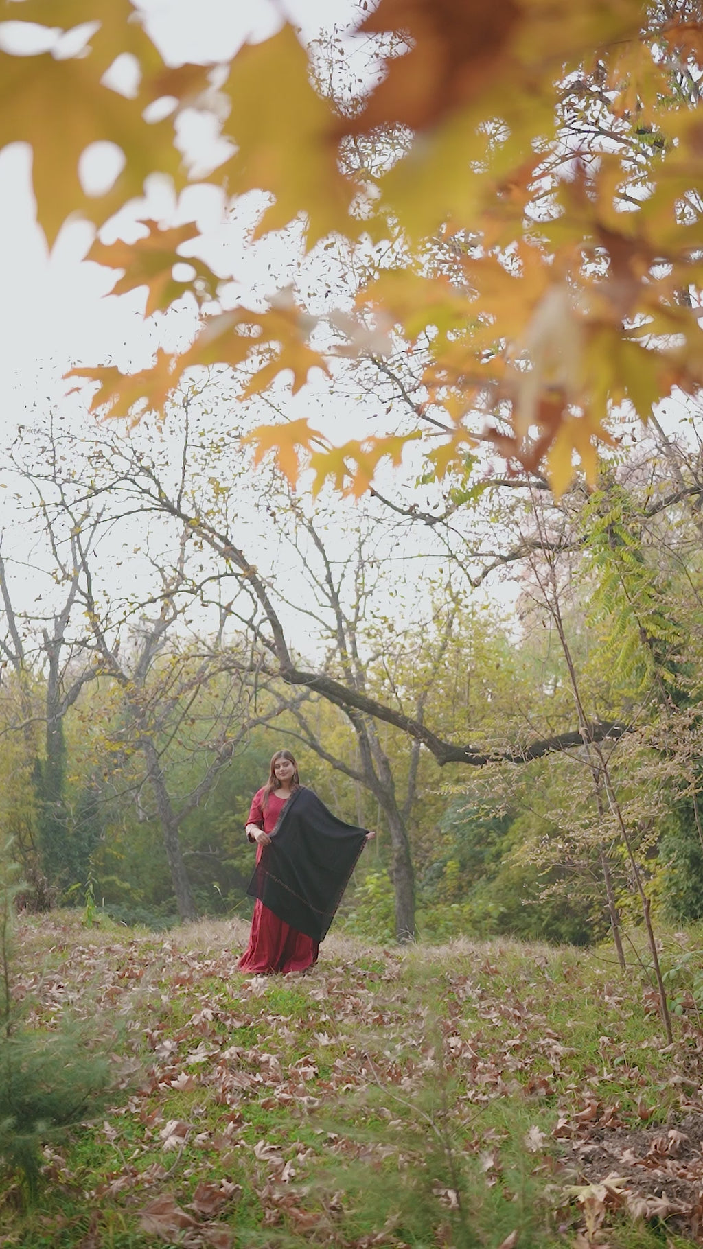 Black Sozni Hand Embroidered Pashmina Wrap