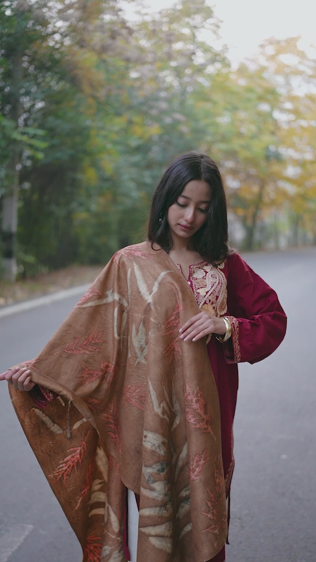 Brown Organic Dyed Mulberry SIlk Stole