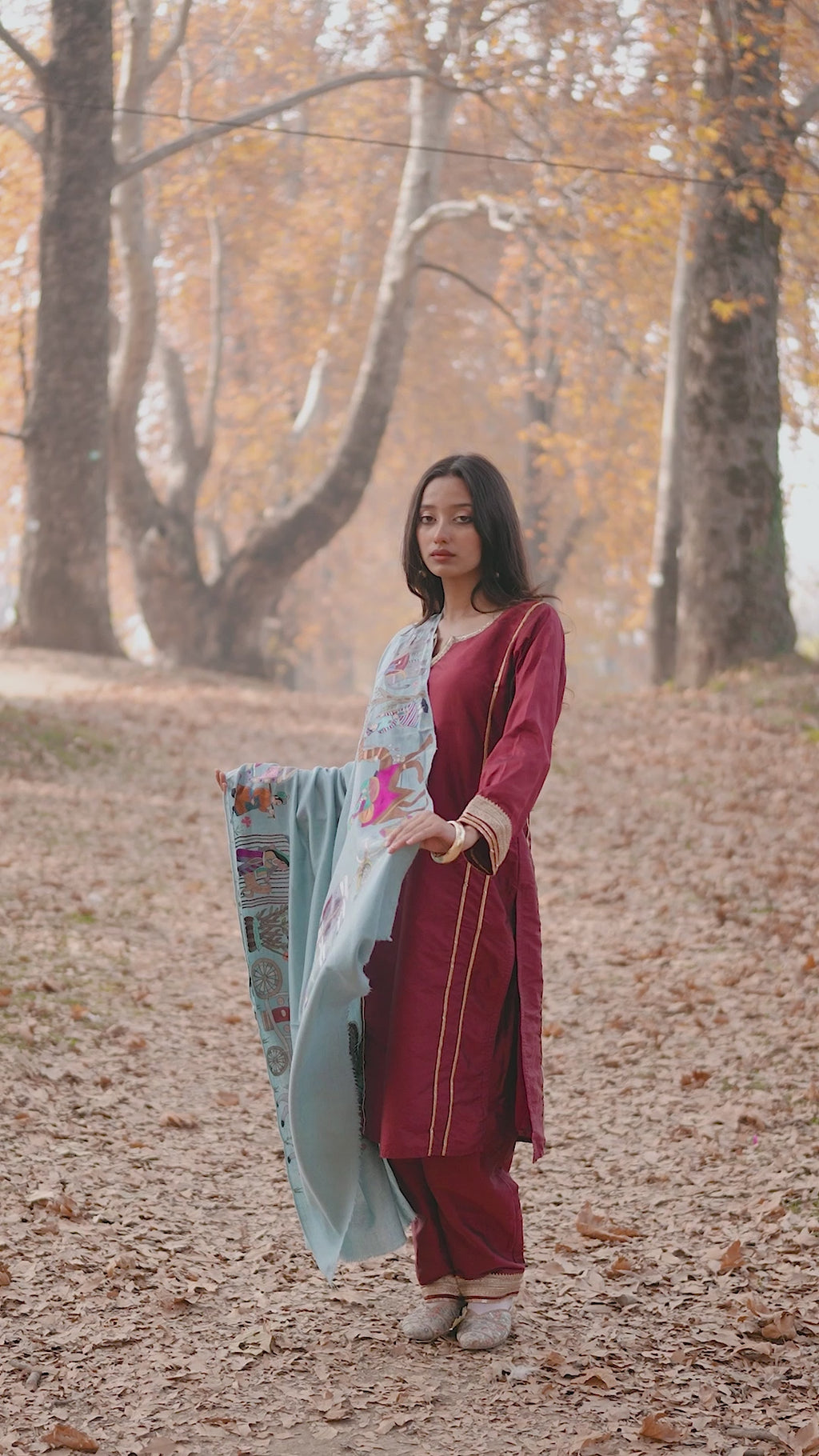 The Majestic Yatra Kalamkari Pashmina Shawl