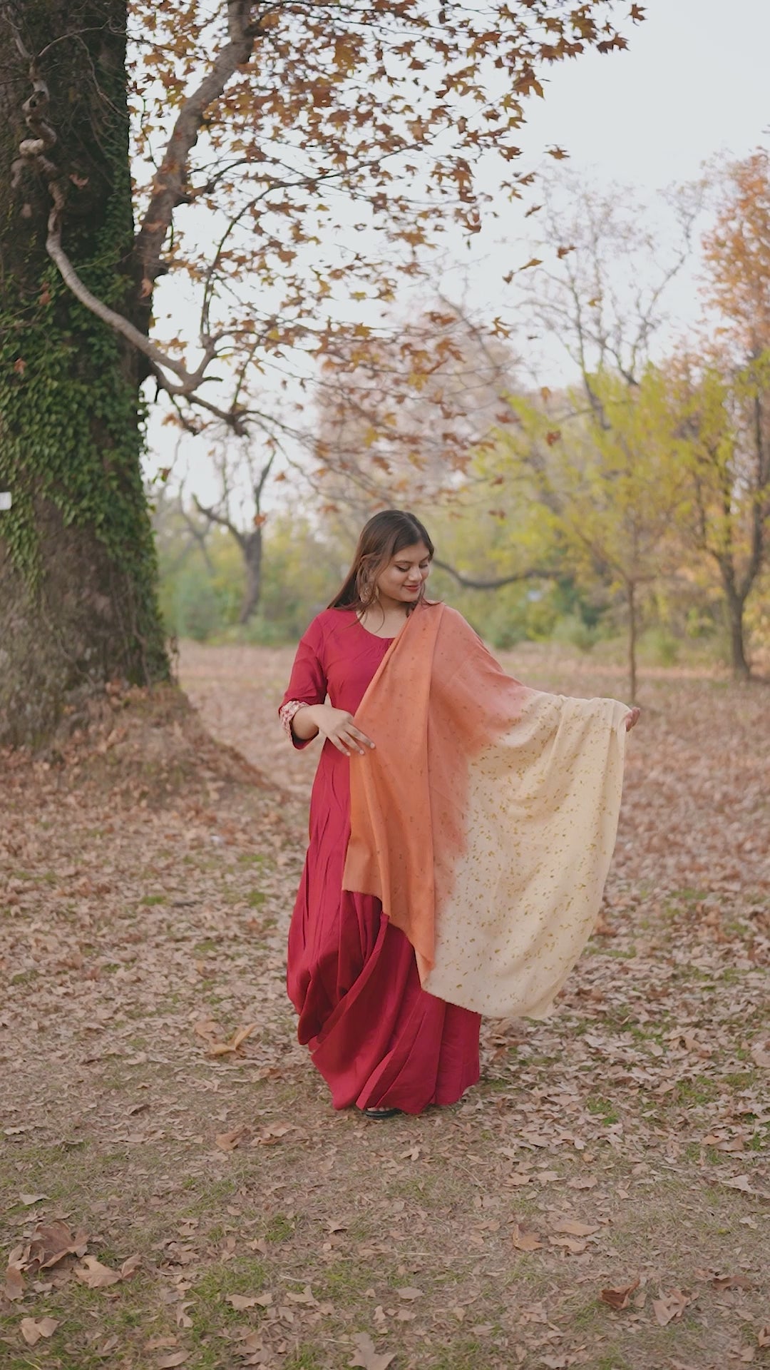 Yellow and Orange Organic Flower Dyed Pashmina Shawl
