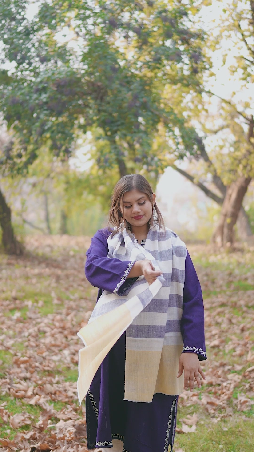 White Blue and Yellow Stripes Pashmina Muffler