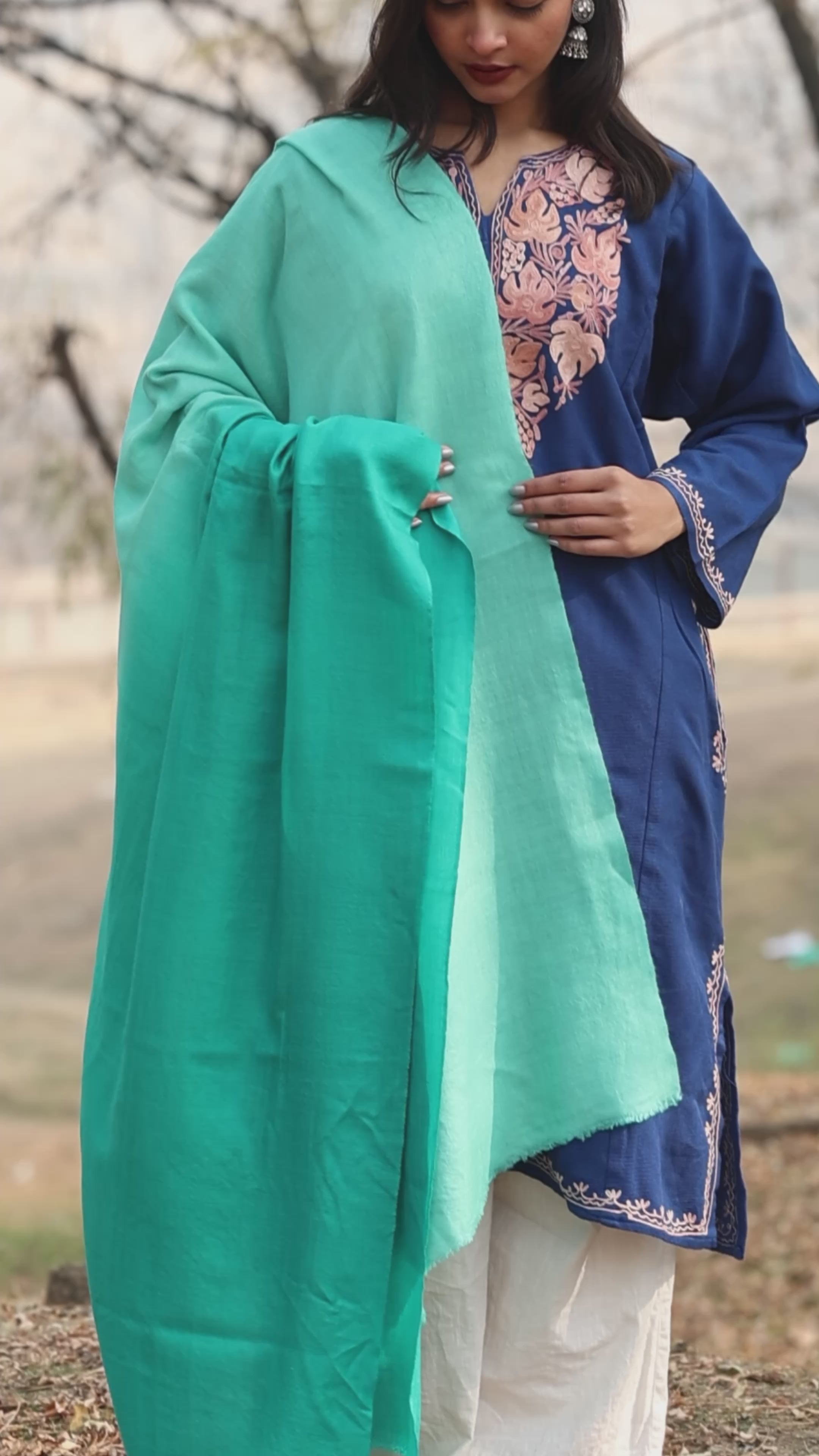 Teal Ombre Pashmina Shawl