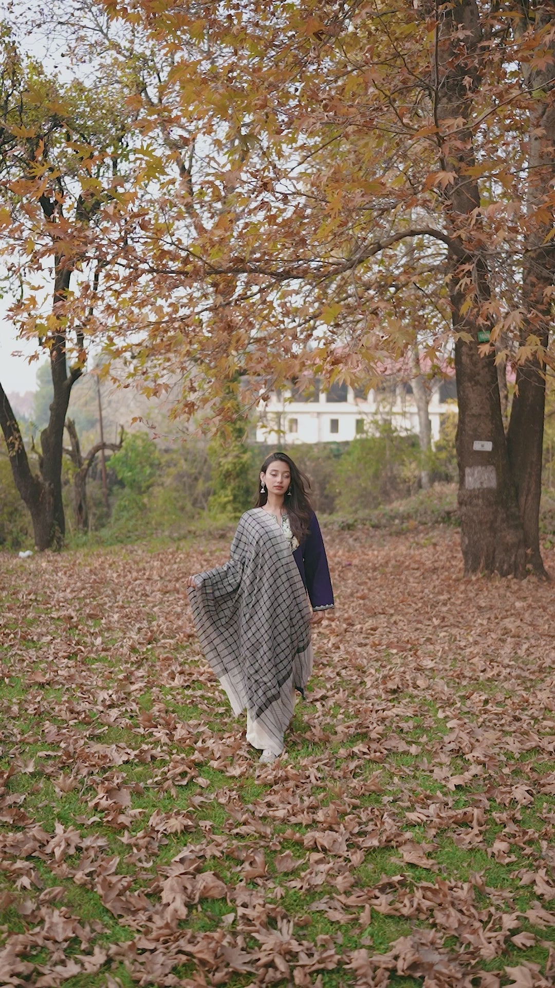 Grey & Black Checkered Pashmina Stole