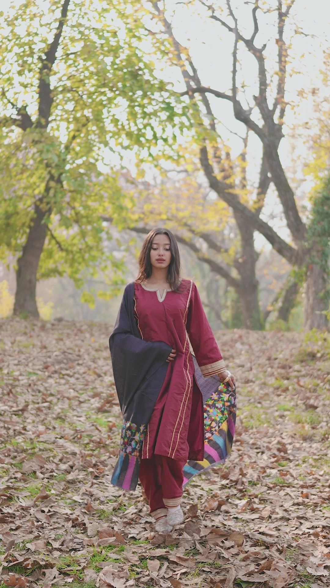 Navy Blue Kani Palla Pashmina Wrap