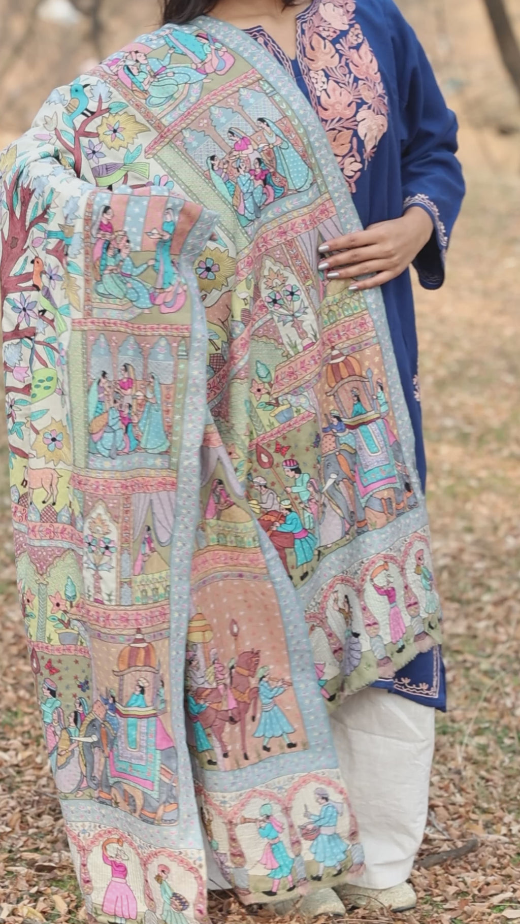 The Enchanted Garden Kalamkari Pashmina Shawl