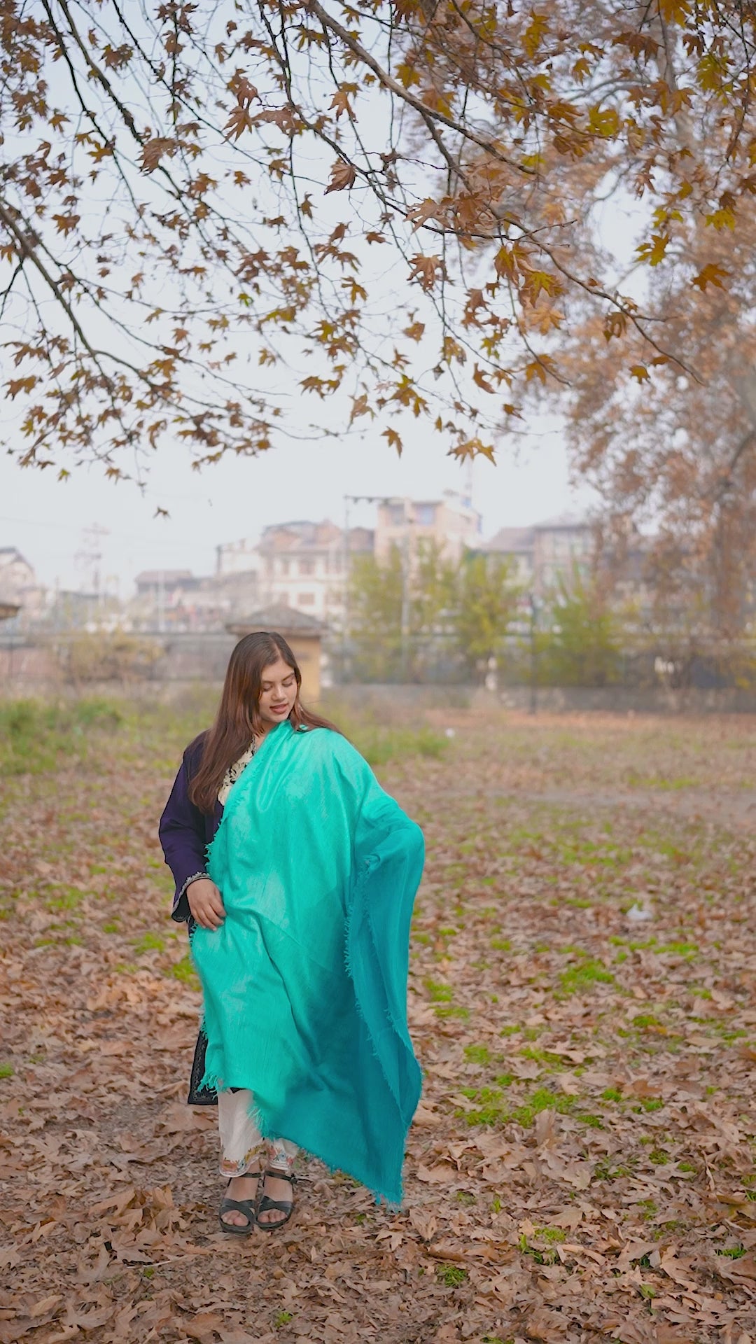 Blue Ombre Handspun Pashmina Shawl