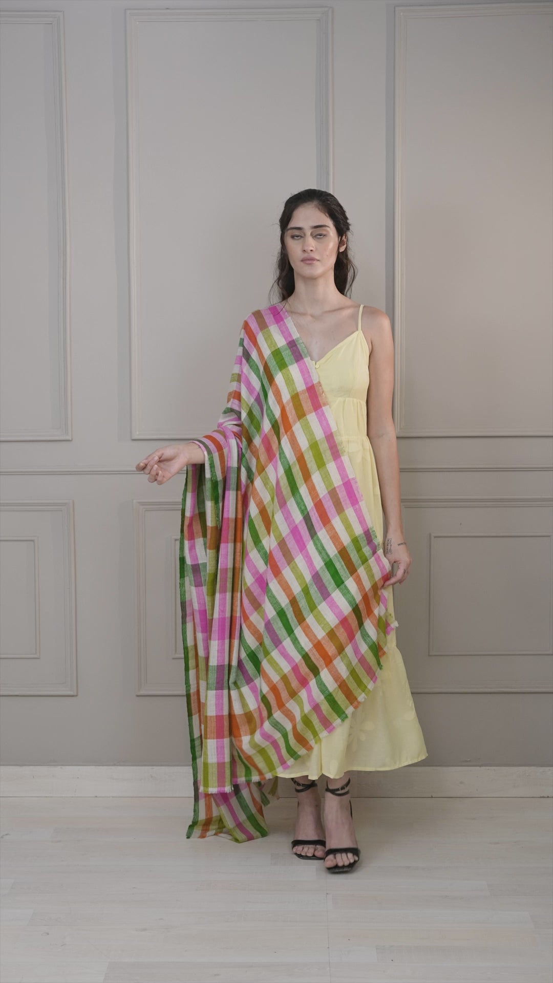 Multicoloured Checkered Handspun Pashmina Shawl