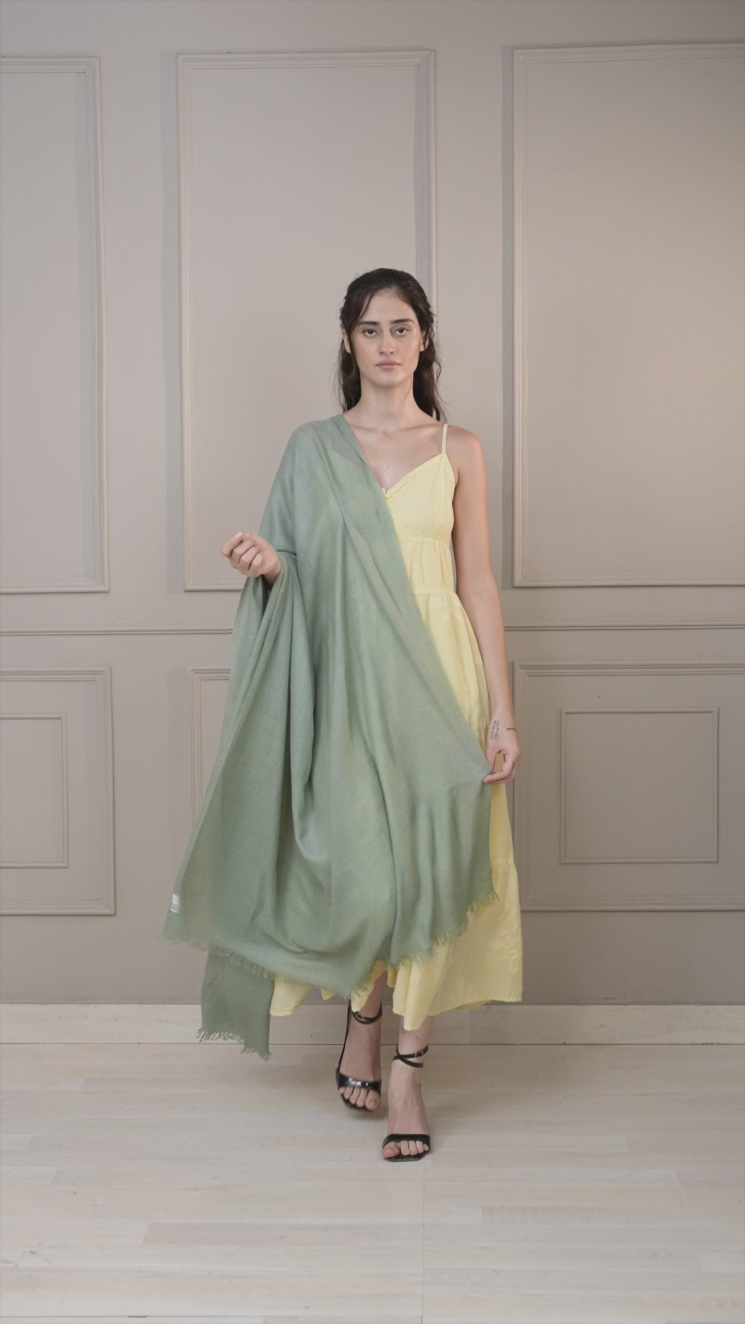 Olive Green Handspun Pashmina Shawl