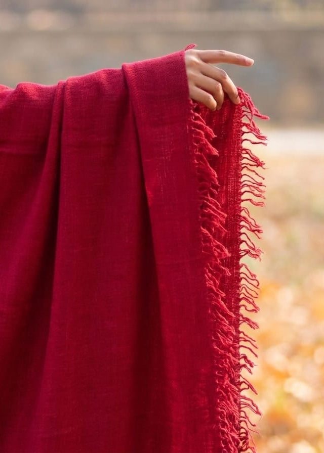 Red Handspun Pashmina Shawl